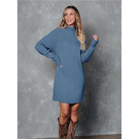 Sweater Dresses for Women Blue - Picture 2 of 6